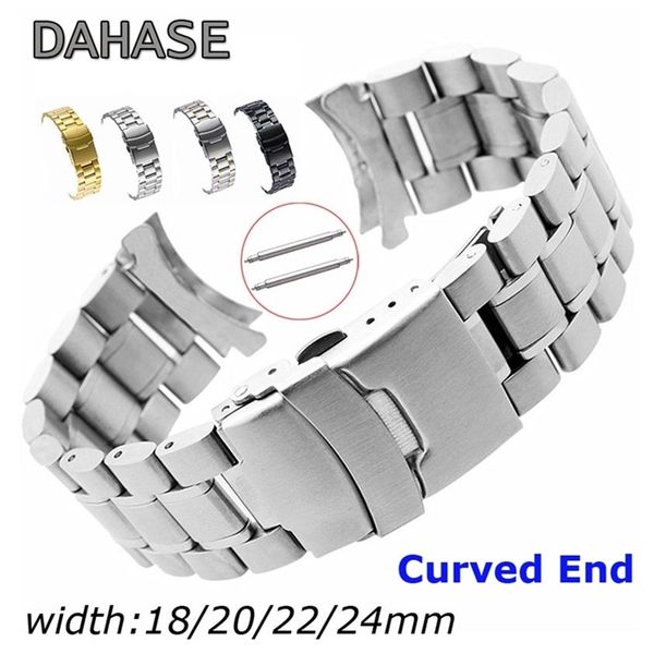 stainless steel watch band 18mm 20mm 22mm 24mm strap wristband curved end watch strap double lock buckle replacement wrist belt 220412, Black;brown
stainless steel watch band 18mm 20mm 22mm 24mm strap wristband curved end watch strap double lock buckle replacement wrist belt 220412, Black;brown