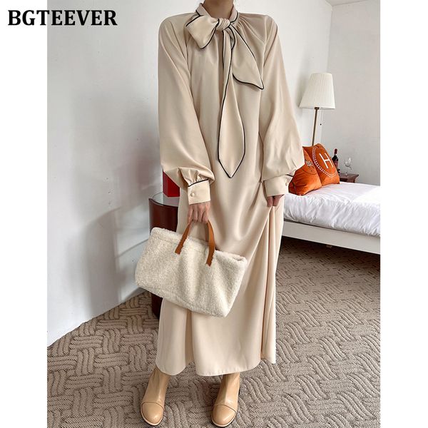 elegant bow neck lace-up women dress 2022 spring loose full sleeve female long dress ladies buttons vestidos, Black;gray
elegant bow neck lace-up women dress 2022 spring loose full sleeve female long dress ladies buttons vestidos, Black;gray
