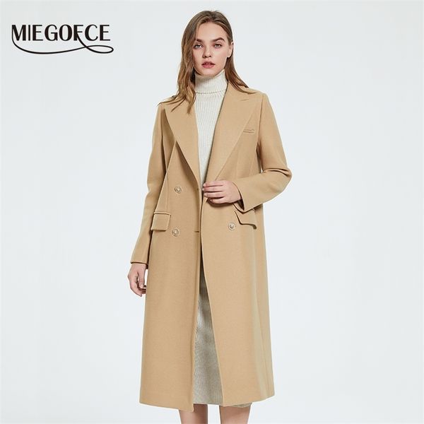 women's wool blends miegofce minimalist spring autumn wool blends coat women elegant lapel double breasted long jacket female overcoat, Black
women's wool blends miegofce minimalist spring autumn wool blends coat women elegant lapel double breasted long jacket female overcoat, Black