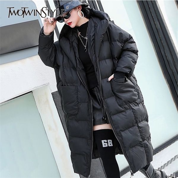 twotwinstyle hooded parkas women long sleeve overcoats female casual thick coat oversized winter fashion new 201109, Black
twotwinstyle hooded parkas women long sleeve overcoats female casual thick coat oversized winter fashion new 201109, Black