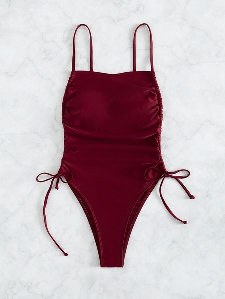 drawstring side one piece swimsuit h1zq#, White;black 
drawstring side one piece swimsuit h1zq#, White;black