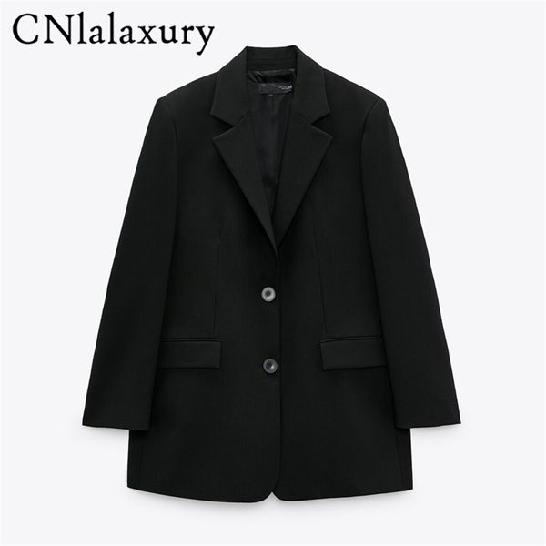 women fashion office wear single breasted black blazer coat vintage long sleeve suit jacket pockets female outerwear chic 220712, White;black
women fashion office wear single breasted black blazer coat vintage long sleeve suit jacket pockets female outerwear chic 220712, White;black