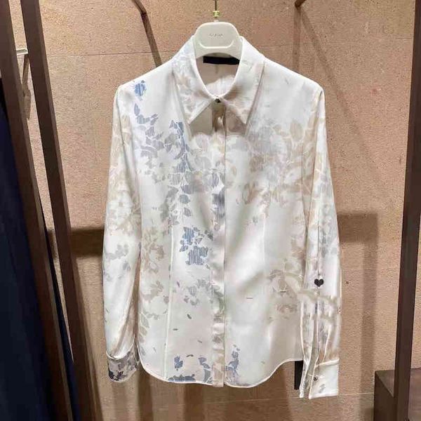 women's polos spring and summer lapel printed flowers thickened 30mm mulberry silk aging shirt broken flower long sleeve, White
women's polos spring and summer lapel printed flowers thickened 30mm mulberry silk aging shirt broken flower long sleeve, White