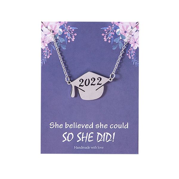 graduation gift english paper card necklace graduations season doctor's hat stainless steel necklaces clavicle chain, Silver
graduation gift english paper card necklace graduations season doctor's hat stainless steel necklaces clavicle chain, Silver