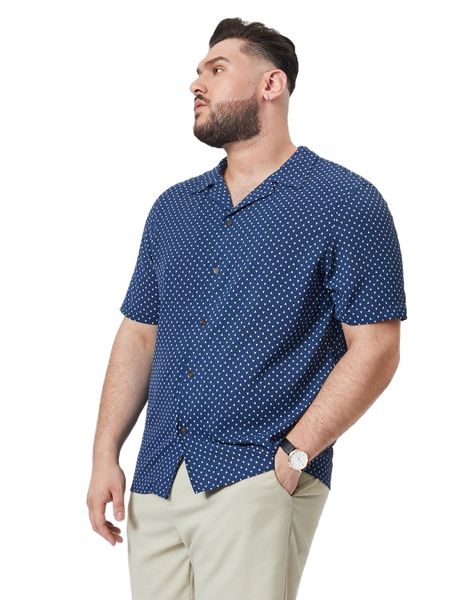 extended sizes men allover geo print shirt e7k3#, White;black