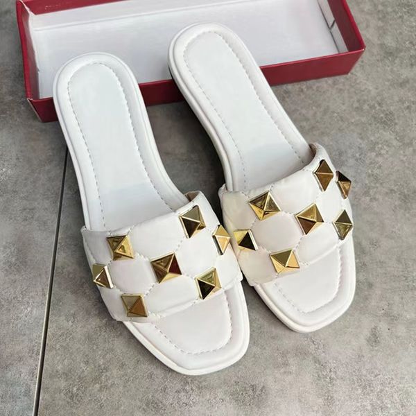 luxury designer rivet slides women slippers leather non-slip wear-resistant sandal lady high heels, Black
luxury designer rivet slides women slippers leather non-slip wear-resistant sandal lady high heels, Black