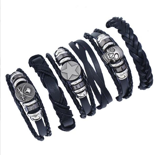 fashion skull series men woman cowhide bracelet diy beaded strands black wax thread braid combination suit bracelet 6styles/1set
fashion skull series men woman cowhide bracelet diy beaded strands black wax thread braid combination suit bracelet 6styles/1set