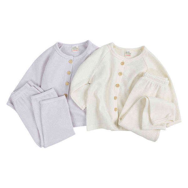 children pajamas suit korean style waffle solid long sleeved cardigan t-shirtpants suit baby girls boys pajamas set l220715, Blue;red
children pajamas suit korean style waffle solid long sleeved cardigan t-shirtpants suit baby girls boys pajamas set l220715, Blue;red
