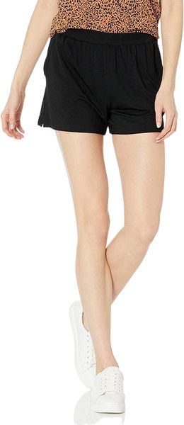 essentials women's classic-fit knit pull-on short g0b0#, White;black 
essentials women's classic-fit knit pull-on short g0b0#, White;black