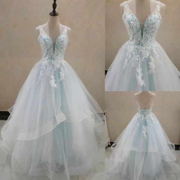2022 lace applique wedding dresses bridal gown v neck straps tiered skirt a line tulle sweep train vestido de novia custom made plus size, White
2022 lace applique wedding dresses bridal gown v neck straps tiered skirt a line tulle sweep train vestido de novia custom made plus size, White