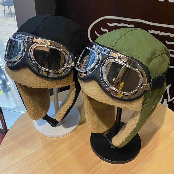 pilot hat men's and women's winter thickened warm cycling ear protection windproof cold proof spectacle cotton lei feng, Blue;gray
pilot hat men's and women's winter thickened warm cycling ear protection windproof cold proof spectacle cotton lei feng, Blue;gray