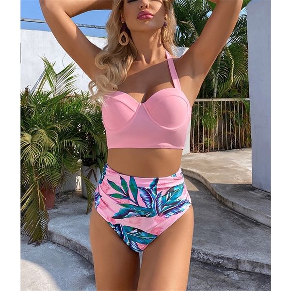 high waist bikini leaf print swimsuit women push up swimwear female halter bathing suit vintage swimming suit biquini 220622, White;black
high waist bikini leaf print swimsuit women push up swimwear female halter bathing suit vintage swimming suit biquini 220622, White;black
