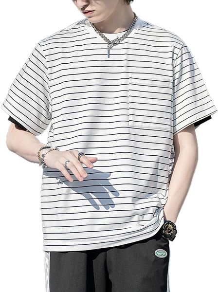 men striped print tee k4am#, White;black
men striped print tee k4am#, White;black