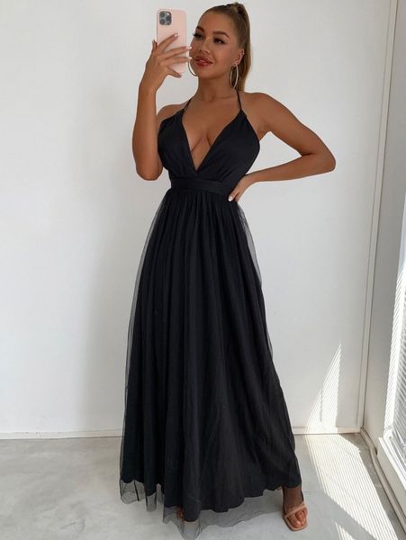 joyfunear plunging neck crisscross back mesh cami prom dress o9la#, Black;gray
joyfunear plunging neck crisscross back mesh cami prom dress o9la#, Black;gray