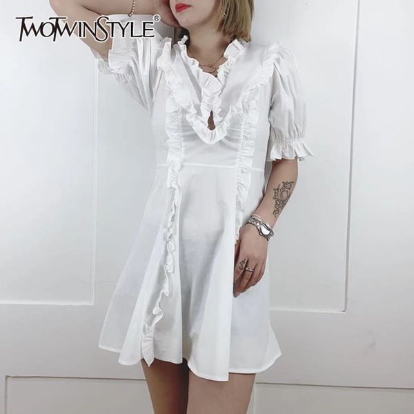 white casual patchwork ruffles dress for women v neck puff short sleeve high waist lace up mini dresses female 210423, Black;gray
white casual patchwork ruffles dress for women v neck puff short sleeve high waist lace up mini dresses female 210423, Black;gray