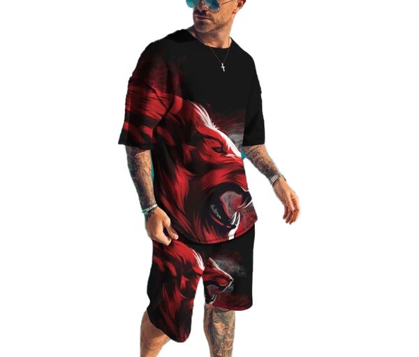 men's tracksuits 3d printing stripe style large size t-shirt shorts set cross-country casual mature funny novelty punk lion suit, Gray
men's tracksuits 3d printing stripe style large size t-shirt shorts set cross-country casual mature funny novelty punk lion suit, Gray