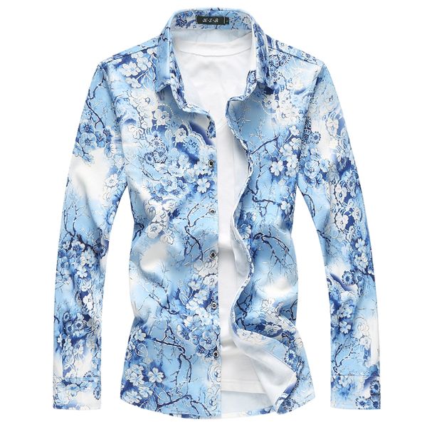 european and american men's wear summer 2022 new long sleeve lapel single breasted blue floral print fashion shirt, White;black
european and american men's wear summer 2022 new long sleeve lapel single breasted blue floral print fashion shirt, White;black
