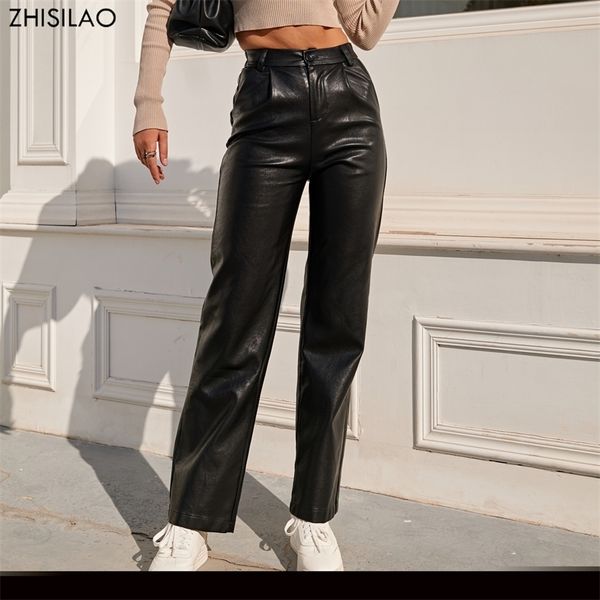zhisilao faux leather elastic waist cargo pants women streetwear vintage loose black straight trousers mujer spring 220813, Black;white
zhisilao faux leather elastic waist cargo pants women streetwear vintage loose black straight trousers mujer spring 220813, Black;white