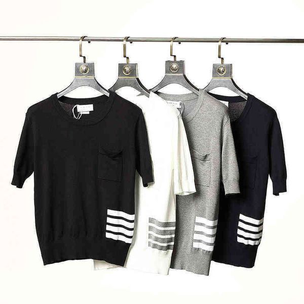 brun tb new yarn dyed red white blue four bar knitted short sleeve summer stripe t-shirt college style chest bag men's and women's, White;black
brun tb new yarn dyed red white blue four bar knitted short sleeve summer stripe t-shirt college style chest bag men's and women's, White;black