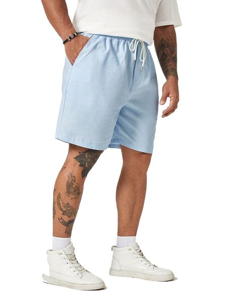 extended sizes men drawstring waist shorts u2m4#, White;black 
extended sizes men drawstring waist shorts u2m4#, White;black