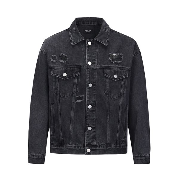 frayed hole pockets streetwear retro washed men's jeans coat high street solid color hip hop baggy denim jackets, Black;brown
frayed hole pockets streetwear retro washed men's jeans coat high street solid color hip hop baggy denim jackets, Black;brown