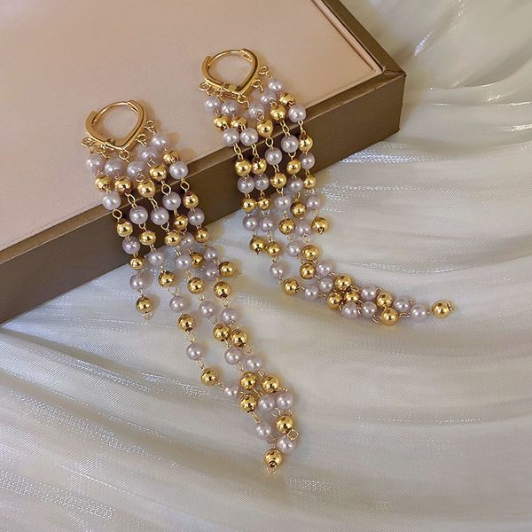 korean pearl long fringe earrings design sense simple lady fan fashion ear clips elegant and personalized all-match earrings, Golden
korean pearl long fringe earrings design sense simple lady fan fashion ear clips elegant and personalized all-match earrings, Golden