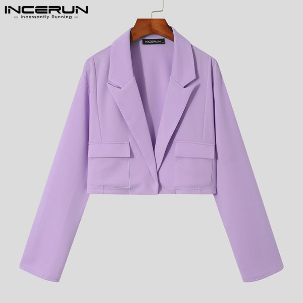 fashion men blazer solid color lapel one button pockets crop coats men streetwear long sleeve casual thin suits 5xl incerun 220409, White;black
fashion men blazer solid color lapel one button pockets crop coats men streetwear long sleeve casual thin suits 5xl incerun 220409, White;black