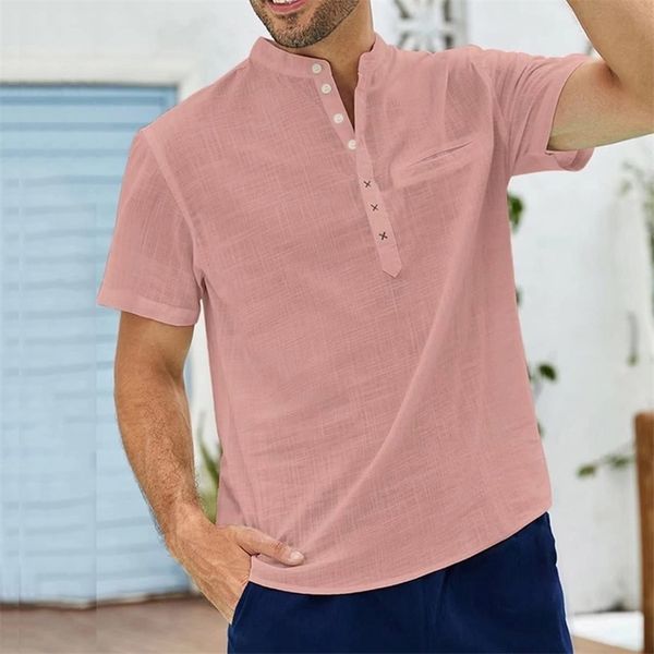 summer mens shirt pink shortsleeved tshirt cotton and linen casual mens tshirt shirt male breathable blouse 220615, White;black
summer mens shirt pink shortsleeved tshirt cotton and linen casual mens tshirt shirt male breathable blouse 220615, White;black