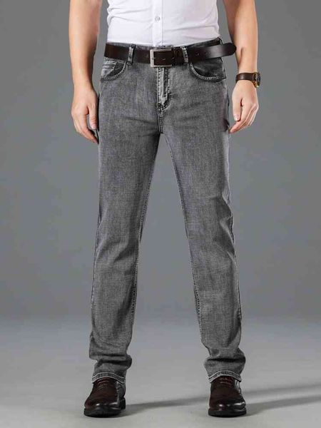 men's jeans spring and autumn men's jeans straight tube loose casual pants middle-aged korean business trend v89f, Blue
