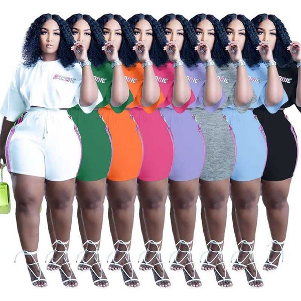 women tracksuits 2 pieces set 2022 designer stripe print bat sleeve t-shirt shorts sports suits summer casual sportwear plus size, Gray
women tracksuits 2 pieces set 2022 designer stripe print bat sleeve t-shirt shorts sports suits summer casual sportwear plus size, Gray
