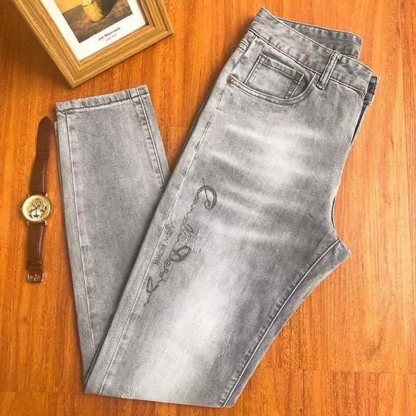 summer h jeans thin men's high-end washed drill digital printing elastic slim fit pencil trousers men, Blue
summer h jeans thin men's high-end washed drill digital printing elastic slim fit pencil trousers men, Blue