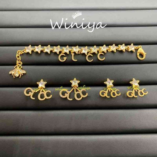 factory outlet bracelet new letter inlaid five pointed star diamond bee bracelet earrings temperament style jewelry, Silver
factory outlet bracelet new letter inlaid five pointed star diamond bee bracelet earrings temperament style jewelry, Silver