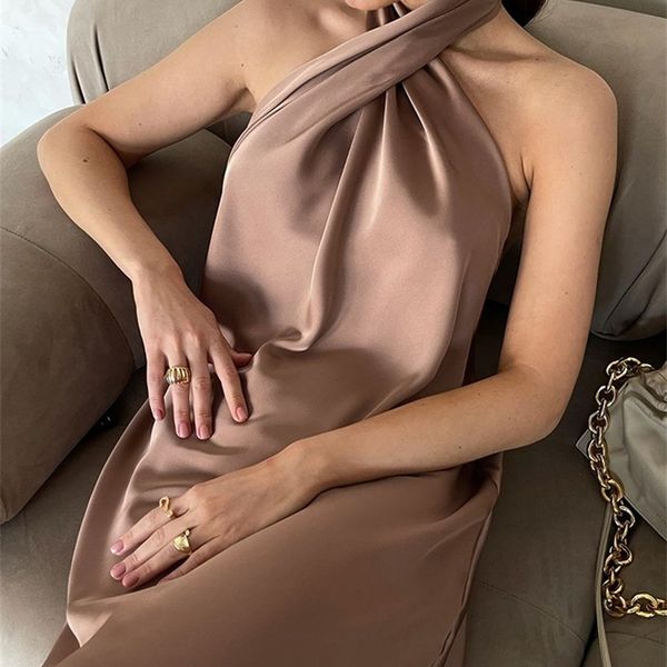 ootn cross backless halter dress evening elegant satin classic dress fashion a-line brown robes femme silky summer 220511, Black;gray
ootn cross backless halter dress evening elegant satin classic dress fashion a-line brown robes femme silky summer 220511, Black;gray