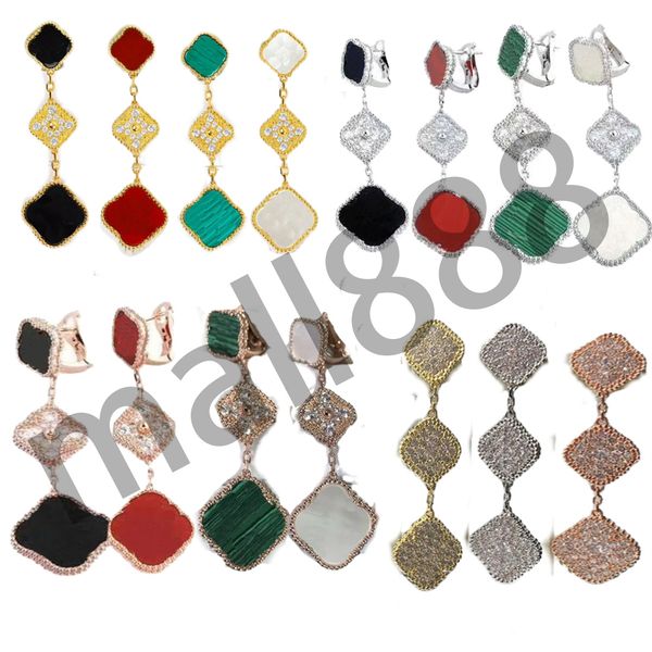 three flowers diamond stud earrings four clover studs earring earings for women jewelry with box, Golden;silver
three flowers diamond stud earrings four clover studs earring earings for women jewelry with box, Golden;silver