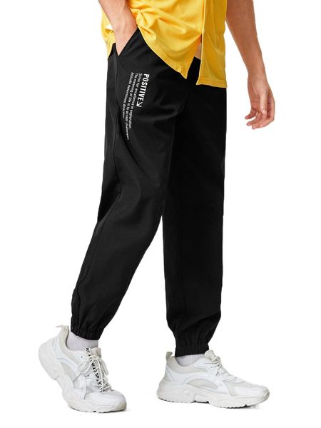 men slogan graphic drawstring waist pants e1u8#, Black
men slogan graphic drawstring waist pants e1u8#, Black