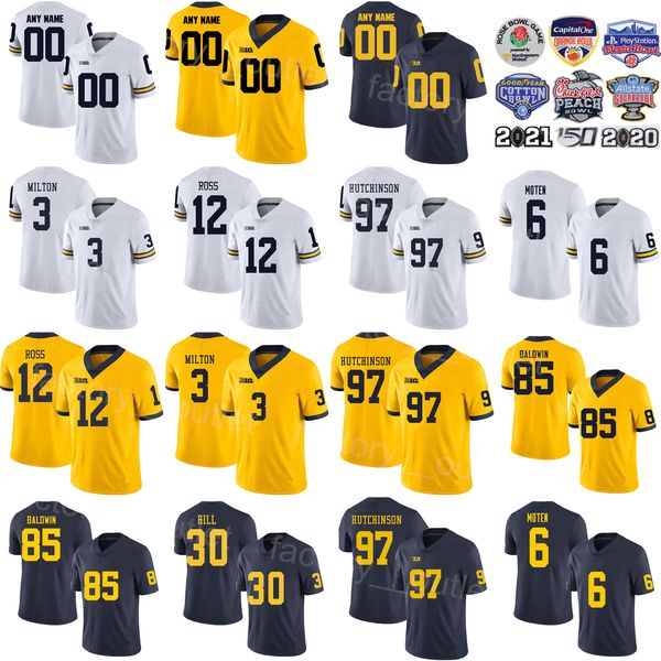 ncaa wolverines college jersey football 85 daylen baldwin 12 josh ross 30 daxton hill 6 rj moten 97 aidan hutchinson 3 joe milton all stitch, Black
ncaa wolverines college jersey football 85 daylen baldwin 12 josh ross 30 daxton hill 6 rj moten 97 aidan hutchinson 3 joe milton all stitch, Black