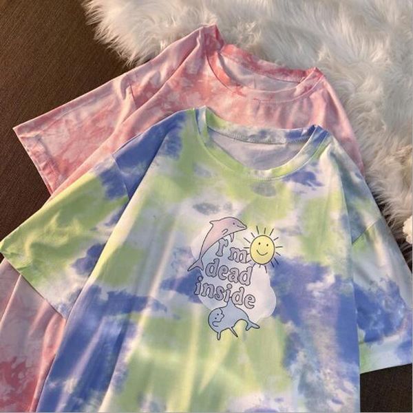 women's t-shirt cute cartoon print woman tie-dye short sleeve round neck tshirt chic style t shirt womenwomen's, White
women's t-shirt cute cartoon print woman tie-dye short sleeve round neck tshirt chic style t shirt womenwomen's, White