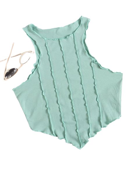 solid hanky hem tank v3qi#, White