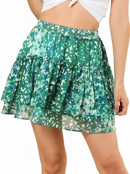 k women's floral tiered ruffle skirts cute summer mini skirt p2ev#, Black;gray
k women's floral tiered ruffle skirts cute summer mini skirt p2ev#, Black;gray