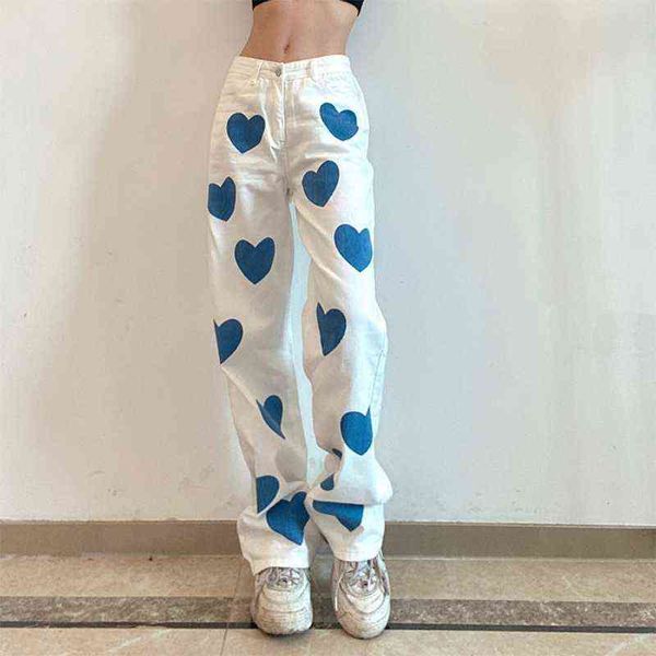 women harajuku high waist white jeans blue heart print contrast color denim pants casual loose straight leg pants l220726
women harajuku high waist white jeans blue heart print contrast color denim pants casual loose straight leg pants l220726