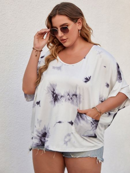 plus tie dye pocket tee 26cv#, Black