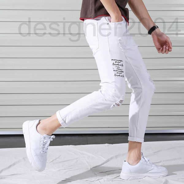 men's jeans designer white hole cropped pants men's slim fit jeans fashion scraped beggar youth p6wp, Blue
men's jeans designer white hole cropped pants men's slim fit jeans fashion scraped beggar youth p6wp, Blue