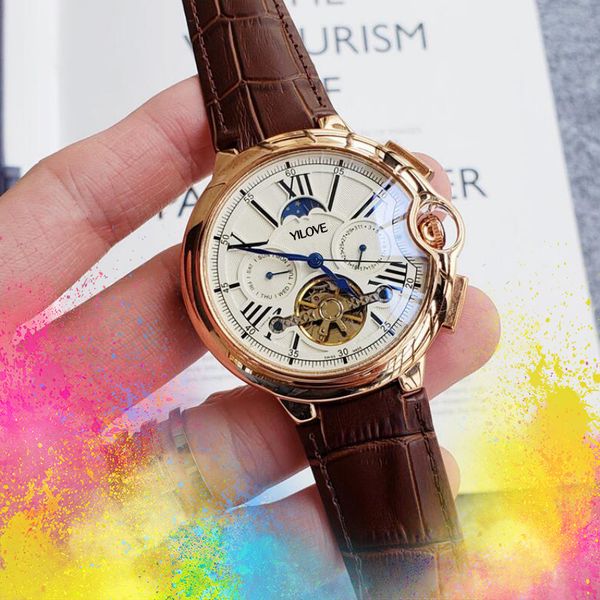 men's mechanical automatic dating watch 45mm tourbillon president black brown genuine leather clock hollow skeleton folding buckle satc, Slivery;brown
men's mechanical automatic dating watch 45mm tourbillon president black brown genuine leather clock hollow skeleton folding buckle satc, Slivery;brown