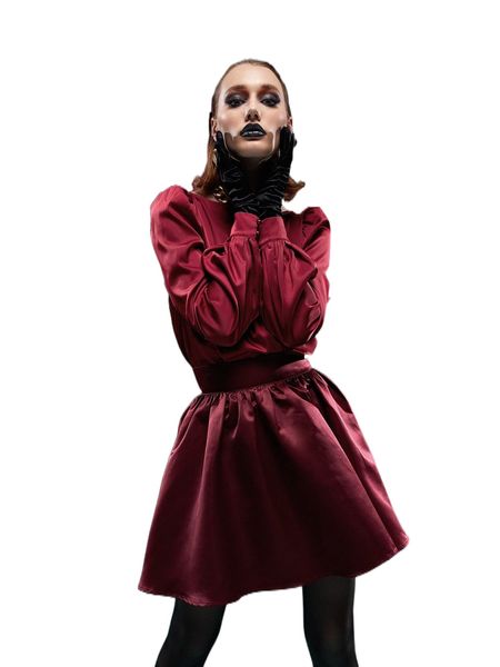 x my-dolls solid high waist flare skirt f7ud#, Black
x my-dolls solid high waist flare skirt f7ud#, Black