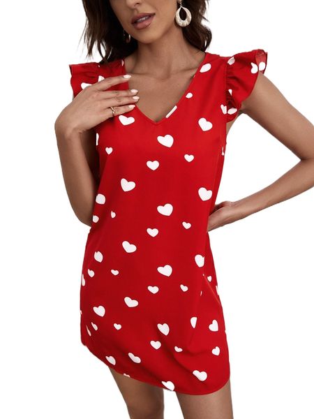 heart print butterfly sleeve dress 09vr#, Black;gray
heart print butterfly sleeve dress 09vr#, Black;gray