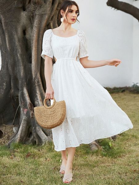 puff sleeve cut out side schiffy dress o3k2#, Black;gray
puff sleeve cut out side schiffy dress o3k2#, Black;gray