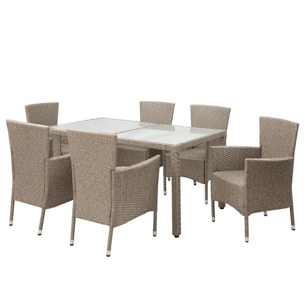 outdoor wicker dining set 7 piece patio dinning table beige-brown wicker furniture seating
outdoor wicker dining set 7 piece patio dinning table beige-brown wicker furniture seating