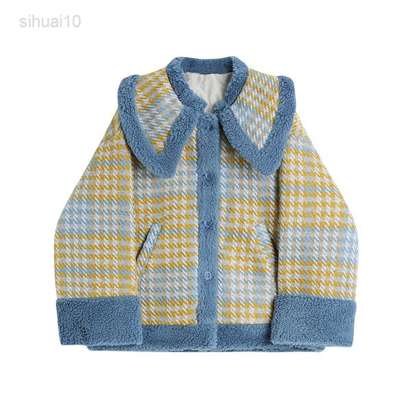 autumn winter single-breasted long sleeve jacket stitching fur collar women blue yellow contrast color plaid jacket female warm l220725, Black
autumn winter single-breasted long sleeve jacket stitching fur collar women blue yellow contrast color plaid jacket female warm l220725, Black