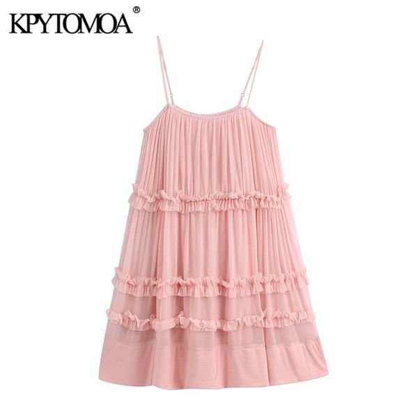 kpytomoa women 2020 sweet fashion ruffled mini dress vintage sleevless backless spaghetti strap female dresses vestidos mujer t200603, White;black
kpytomoa women 2020 sweet fashion ruffled mini dress vintage sleevless backless spaghetti strap female dresses vestidos mujer t200603, White;black