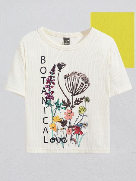 x designs by breann letter & floral print crop tee m4lu#, White
x designs by breann letter & floral print crop tee m4lu#, White